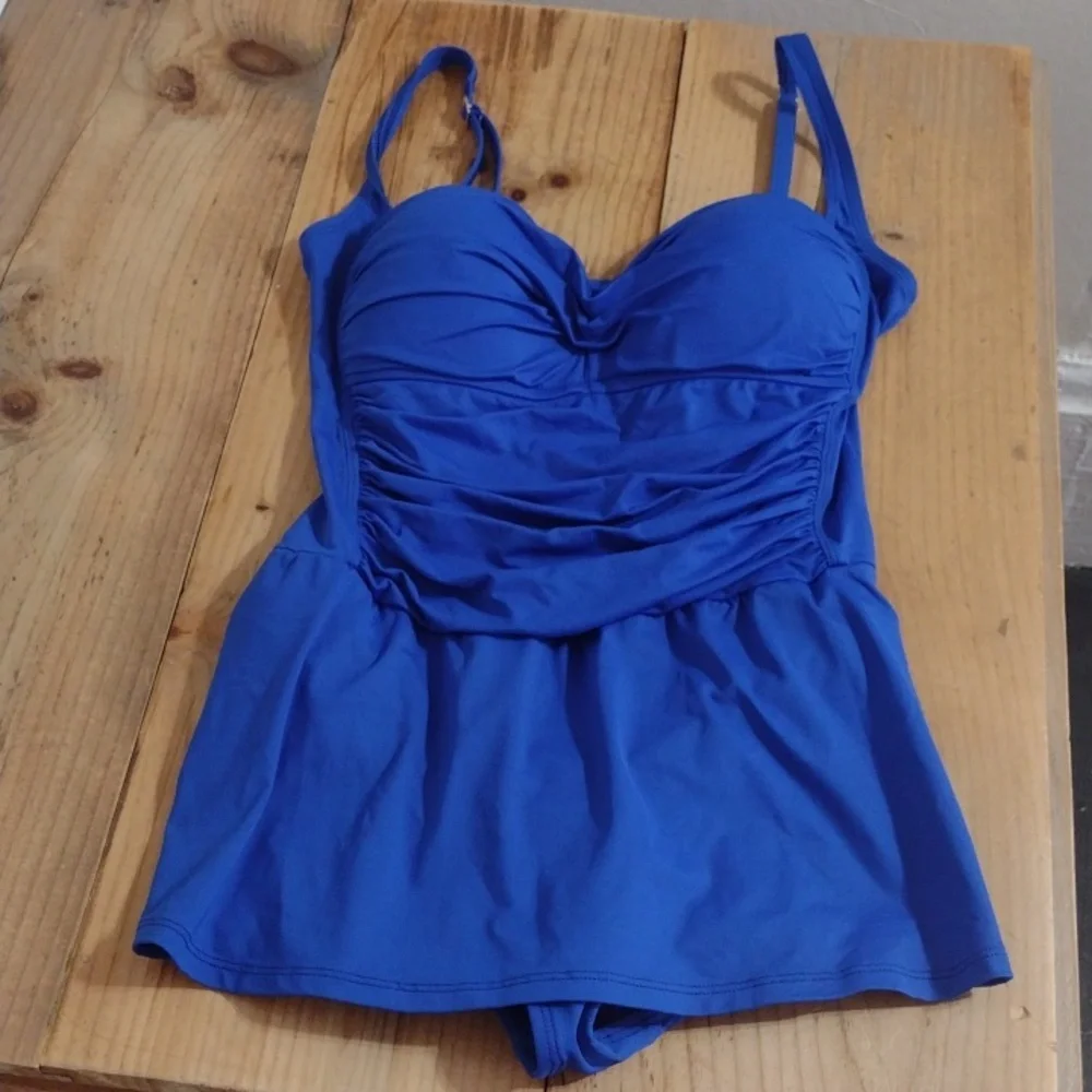 La Blanca Island Goddess Royal Blue Swim Dress Size 14